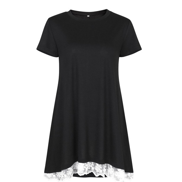 NWT BEAUTIFUL TUNIC-TOP SHORT SLEEVES , BLACK - Picture 4 of 6